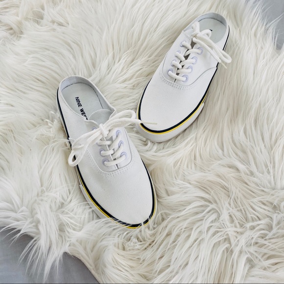 Nine West Shoes - Nine West White Canvas Open Back Sneakers | 7.5